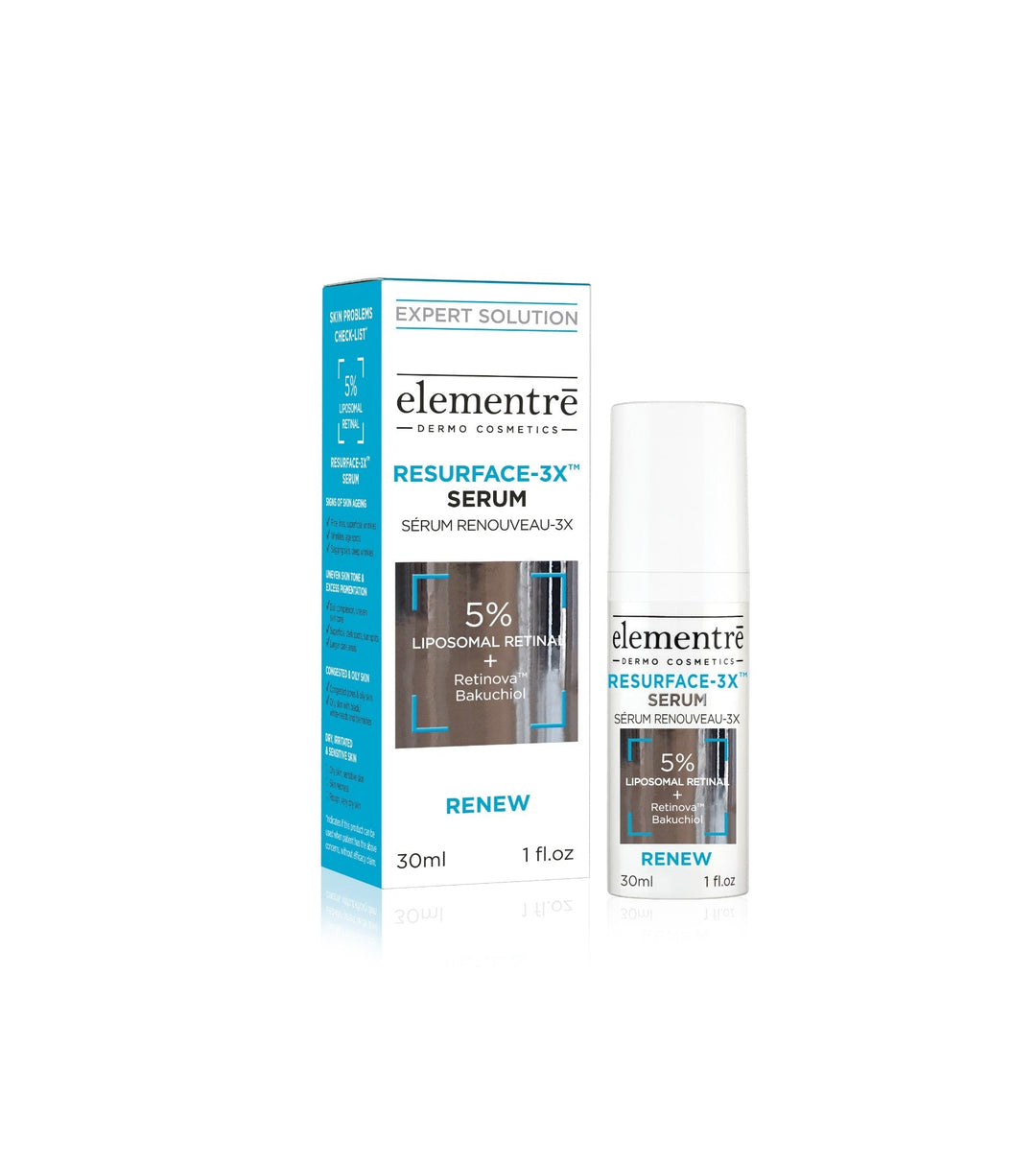 elementrē Resurface-3X Serum met liposomaal retinal – flacon en verpakking