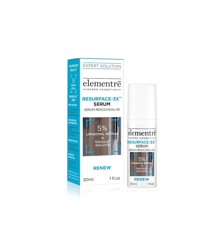elementrē Resurface-3X Serum met liposomaal retinal – flacon en verpakking