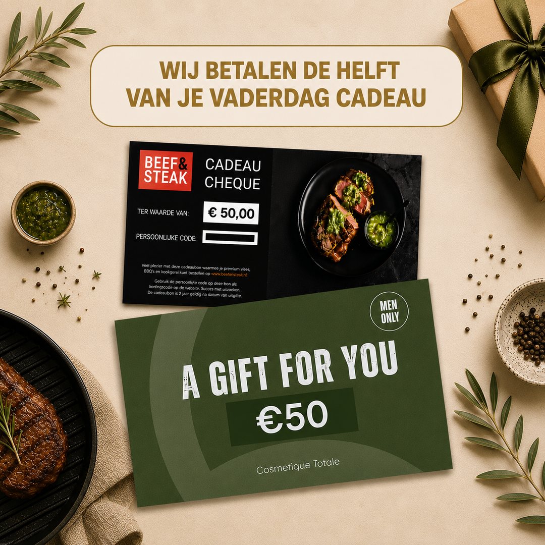 Men's Only Cadeaubon €50 + BEEF&STEAK cadeaucheque t.w.v. €50